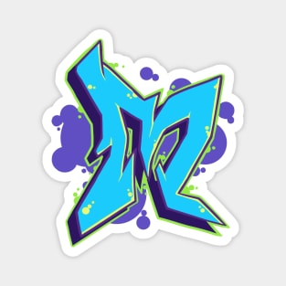 Letter M - Graffiti Street Art Style Blue Magnet