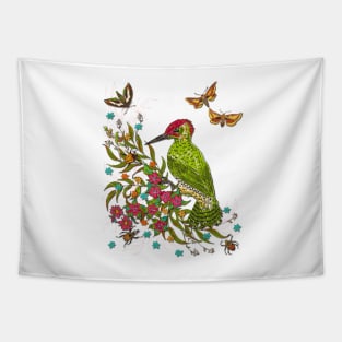 Floral Woodpecker Tapestry