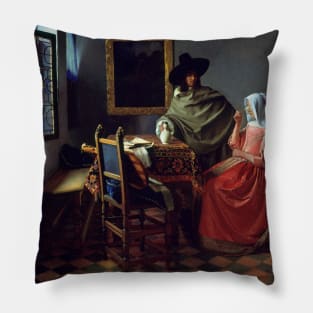 The Glass of Wine by Jan Vermeer Pillow