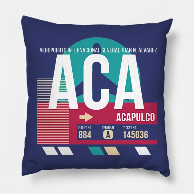 Acapulco, Mexico (ACA) Airport Code Baggage Tag E Pillow by SLAG_Creative