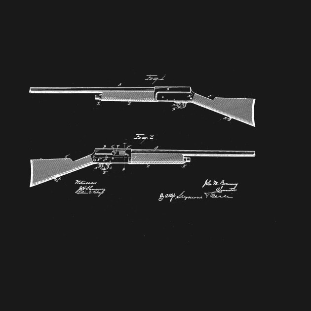 Recoil Operated Firearm Vintage Patent Drawing by TheYoungDesigns