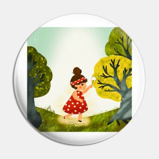 Enchanted Dreams: A Girl's Journey in the Magic Forest Pin