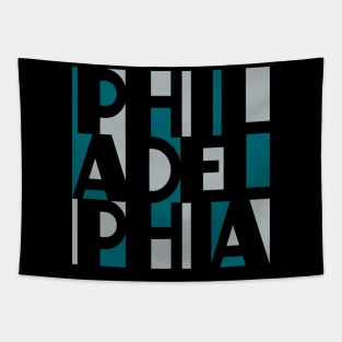 PHILADELPHIA SILVER MIDNIGHT GREEN WORD ART PHILLY FAN FAVORITE Tapestry