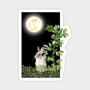 Night Rabbit Under Wild Blueberry Magnet