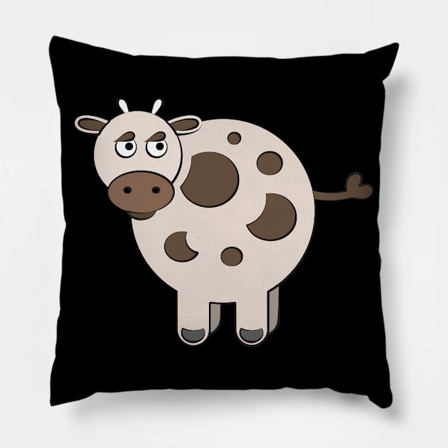 Cute Funny Cow Pillow by evisionarts