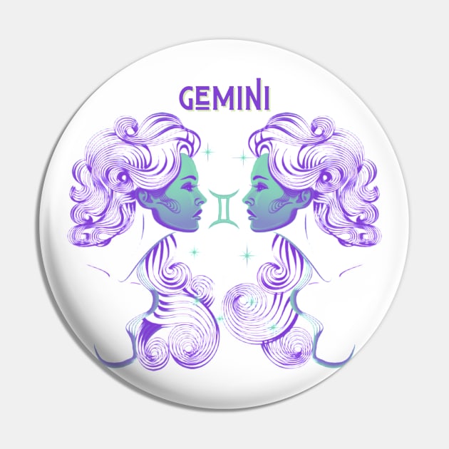 Vibrant Zodiac Gemini Pin by Mazzlo Shop