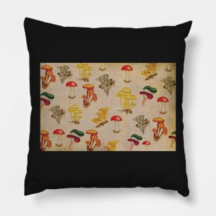 cottage core vintage mushroom fungi illustration Pillow