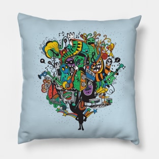 Monster band playing doodle Pillow