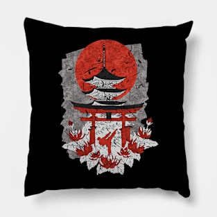 Karateka Do Japanese Sunset Temple Shrine MMA Karate Pillow