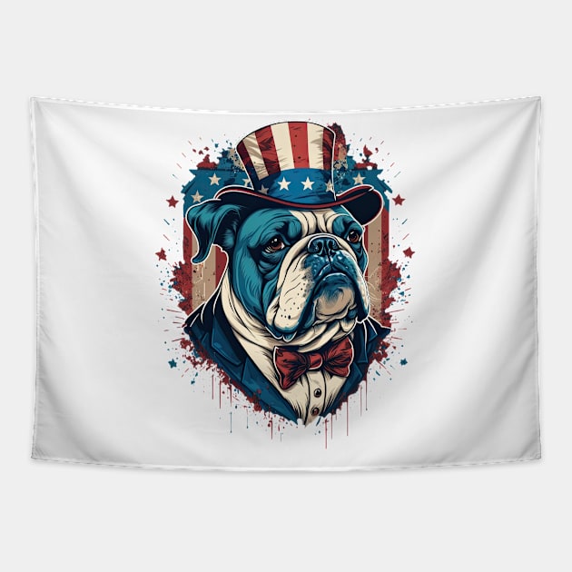 Bulldog 4th of July Tapestry by JayD World