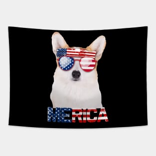 Merica Corgi Dog American Flag 4Th Of July Tapestry