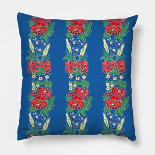 Slavic folklore ribbons blue Pillow