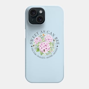 Sweet As Can Bee with Hydrangea Flora Watercolor Illustration Phone Case