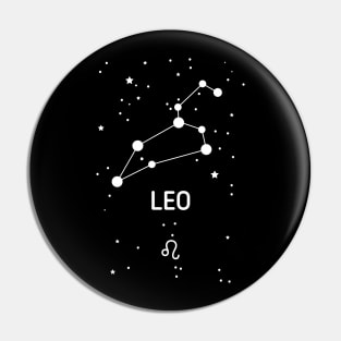 Leo Zodiac Sign Constellation (White Print) Pin