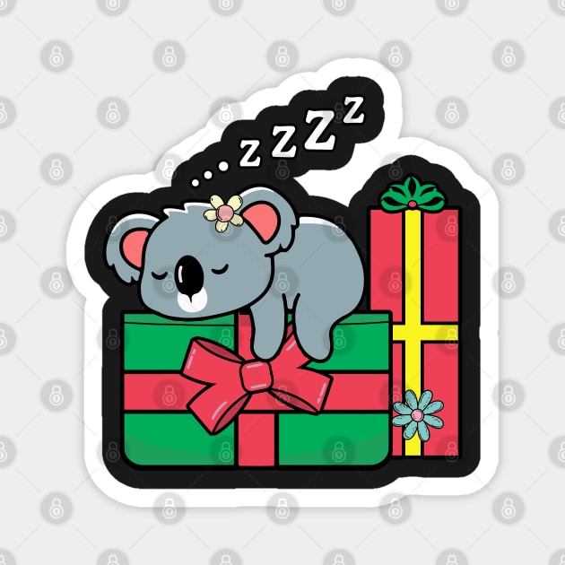 Christmas Koala Sleeping on Presents Magnet by ArtRUs