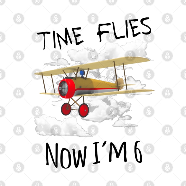 Time Flies Now I'm 6 Airplane Kid Birthday by macdonaldcreativestudios