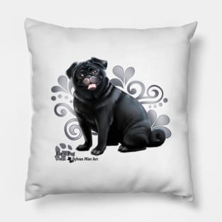 Black pug Pillow