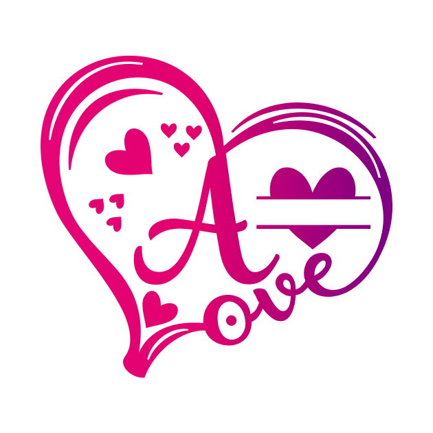 letter a monogram in the shape of love by Candy Store