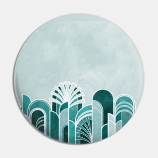 Blue Geometric Art Deco Print Pin