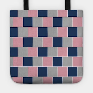 Square Tiles in Navy, Grey and Pink Tote