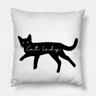 Cat Lady in Silhouette Pillow