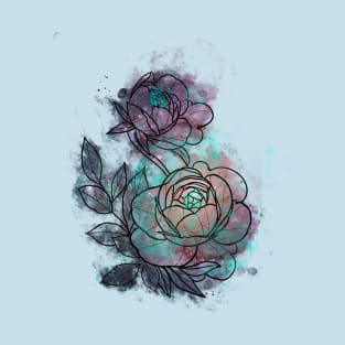 Galaxy watercolour peony T-Shirt