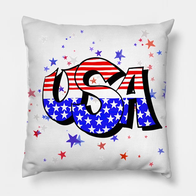 USA, Red white and Blue Pillow by russodesign