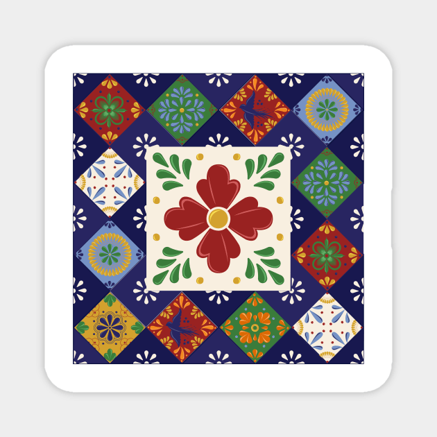 Mexican Talavera Floral Pattern by Akbaly Magnet by Akbaly