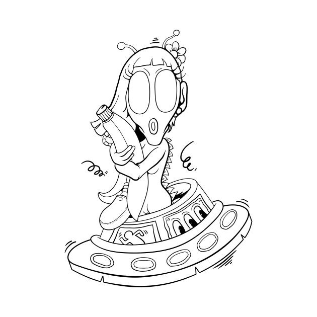 Dope Life is art alien in spaceship floating illustration by slluks_shop