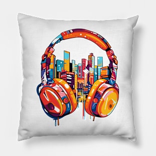 Headphone Music Non Stop Fun Urbain City Life Pillow