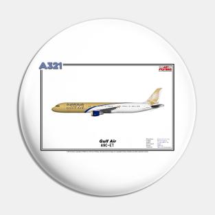 Airbus A321 - Gulf Air (Art Print) Pin