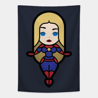 A Blonde Over Powered Female Superhero Tapestry