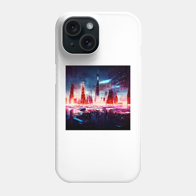 Cyberpunk City at Night Phone Case by Mihadom