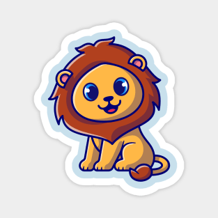 Cute Baby Lion Sitting Cartoon Magnet