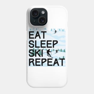 Eat Sleep Ski Repeat Phone Case