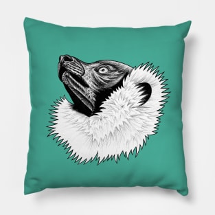 Ruffed lemur - ink illustration Pillow