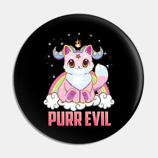 Purr Evil Satanic Cat Pun Pure Evil Goth Kitten Pin