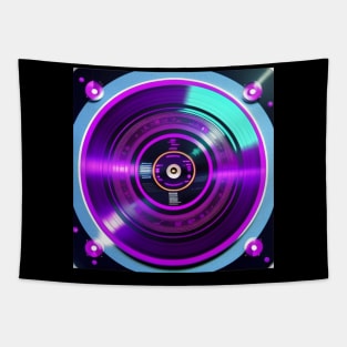 Retrofuturism Purple Vinyl Record Holographic Tapestry