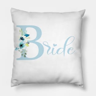 Blue Floral Bride illustration Pillow