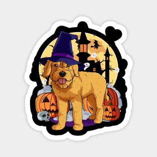 Goldendoodle Witch Halloween Pumpkin Magnet