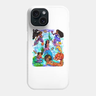 Underneath the sea - Mermaid and fish - Magical  mermaids frolicking beneath the waves Phone Case