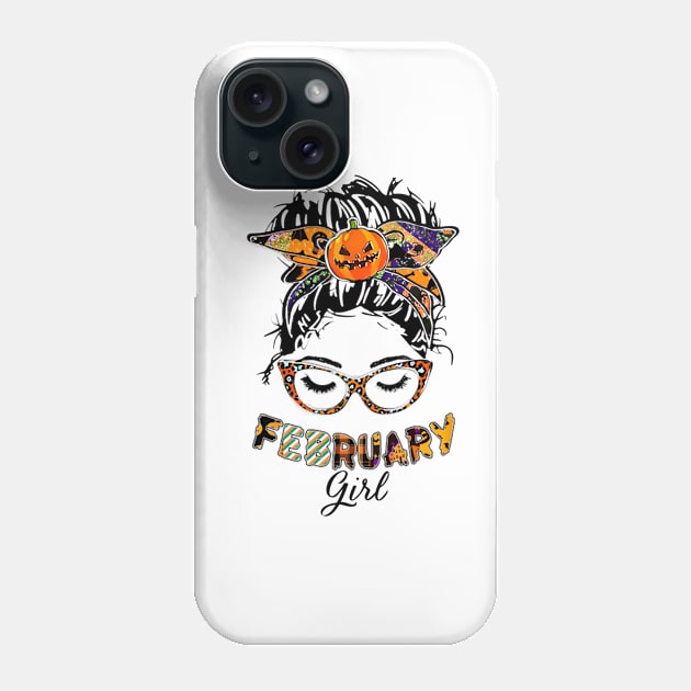 February Girl Halloween Face Wink Eyes Pumpkin Phone Case by tasmarashad