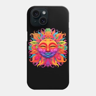 Sun with Smiling Face Psychedelic Colorful Art Phone Case