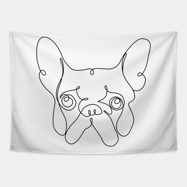 One Line French bulldog Tapestry by huebucket