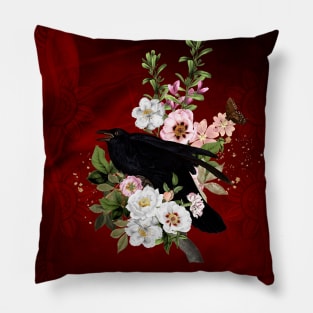 Crow with flowers Pillow