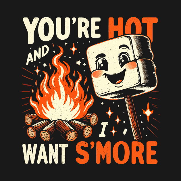 You're Hot - Cute Funny Smores - Vintage Camping Life by QuirkyInk