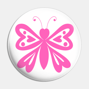 Happy Valentines Day Pink Butterfly Wings Pin