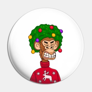 Monkey Christmas Tree Pin