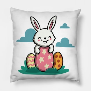 Easter Bunny Rabbit With Easter Eggs | Holidays Pillow