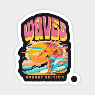 Waves, Hello Summer Funny Surfer Riding Surf Surfing Lover Gifts Magnet